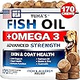 Omega 3 Fish Oil for Dogs - 170 Chews - Skin and Coat Supplement - Omega 3 for Dogs - Dry & Itchy Skin Relief Treatment - All