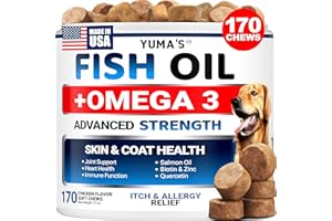 Omega 3 Fish Oil for Dogs - 170 Chews - Skin and Coat Supplement - Omega 3 for Dogs - Dry & Itchy Skin Relief Treatment - All