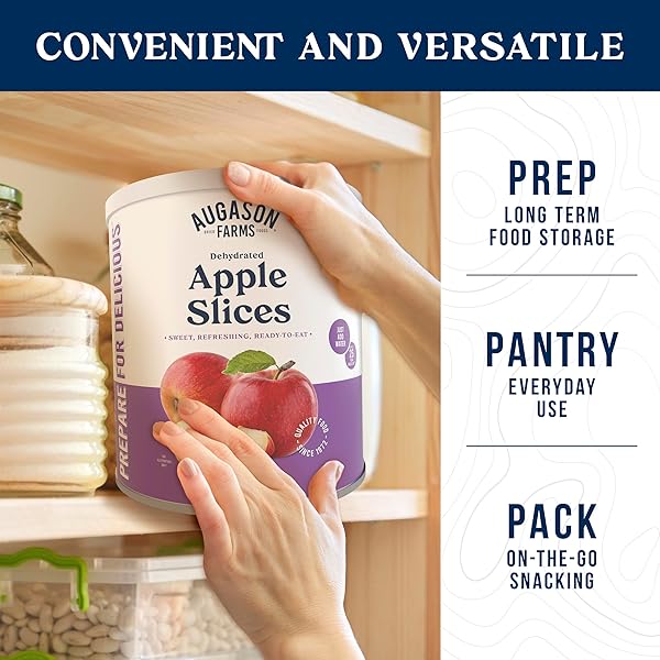 AUGASON FARMS DEHYDRATED APPLE SLICES CAN – GLUTEN FREE SURVIVAL FOOD WITH LONG SHELF LIFE – EMERGENCY FOOD SUPPLY FOR CAMPING, PREP & EVERYDAY MEALS – 20 SERVINGS