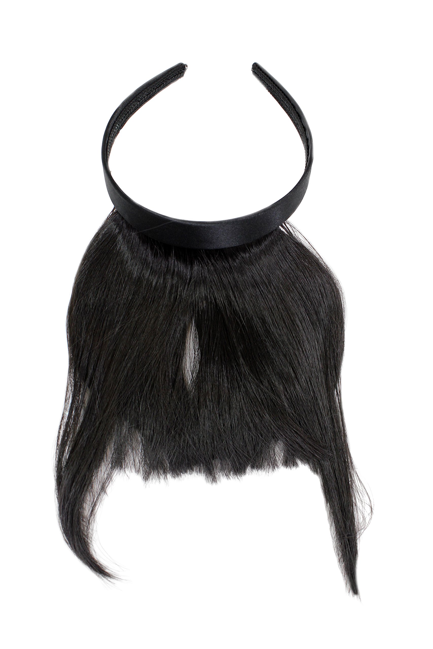 Hair Piece Clip in Bangs Fringe with hair circlet long framing strandsL HIGH QUAITY synthetic fiber DARK BROWN HA071T-4