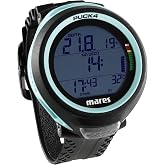 Mares Puck 4 Wrist Dive Computer | Entry-Level Watch-Style One Button Control Underwater Scuba Diving Computer, Black/Aqua