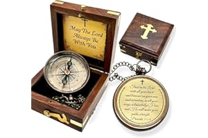 Trust Lord Compass – Religious Brass Compass Gift with Bible Proverb Engraved – Christian Inspirational Gift for Men, Faith-B