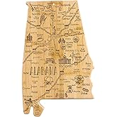 Totally Bamboo Destination Alabama State Shaped Cutting Board, Charcuterie and Cheese Serving Board – Alabama Gift for Home Décor or Everyday Kitchen Use