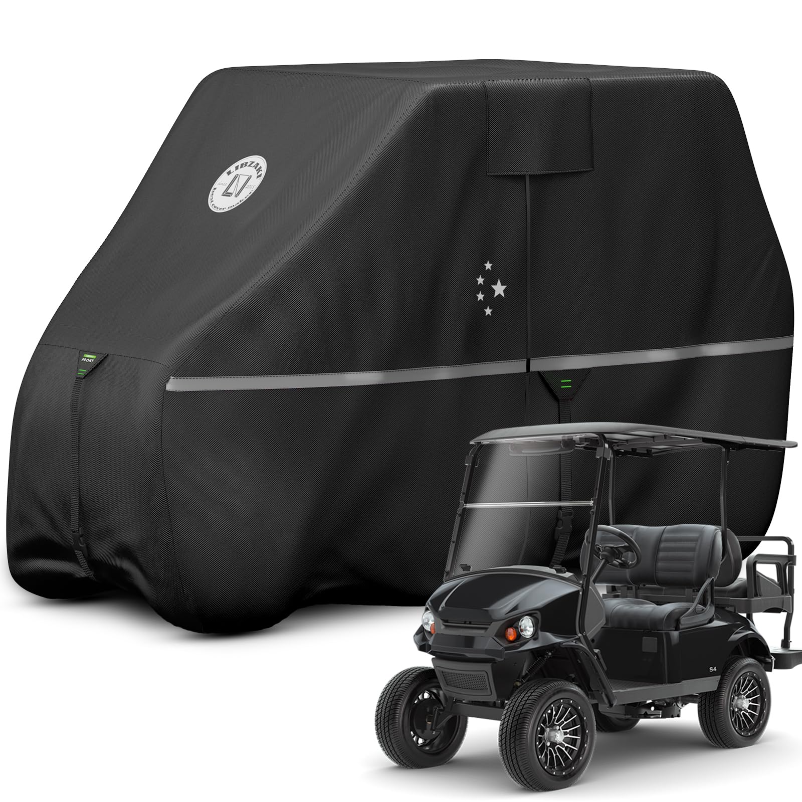 Photo 1 of LI LIBZAKI 2 Passenger Golf Cart Cover Fits EZGO, Club Car, Yamaha, 420D Waterproof Windproof Sunproof Outdoor All-Weather Full Cover -Black