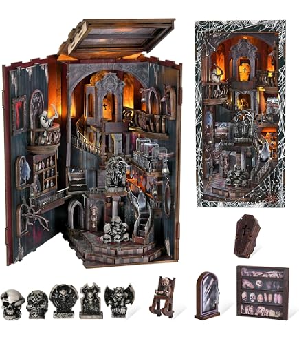 Kit de construction de livre Nook pour adultes - Maison de poupée - Miniature pour pharmacien avec éclairage LED - Détails complexes - Décoration d' étagère - Cadeau créatif