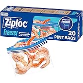 Ziploc Pint Food Storage Freezer Bags, Grip 'n Seal Technology for Easier Grip, Open, and Close, 20 Count