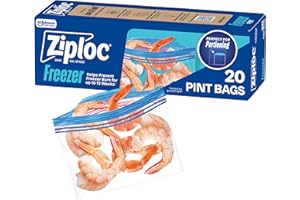 Ziploc Pint Food Storage Freezer Bags, Grip 'n Seal Technology for Easier Grip, Open, and Close, 20 Count