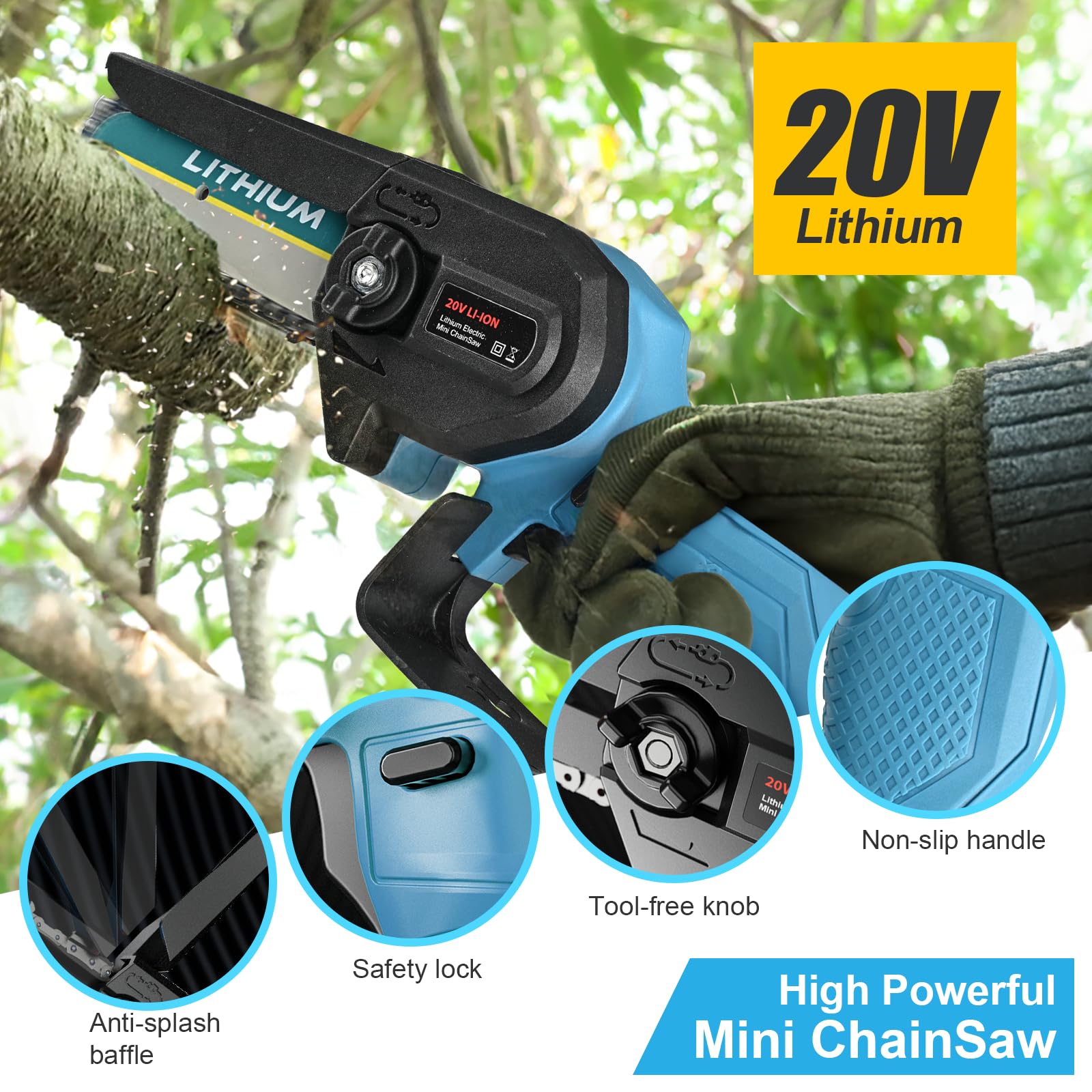 Mua Mini Chainsaw Cordless 4 Inch Electric Small Chain Saw Battery ...