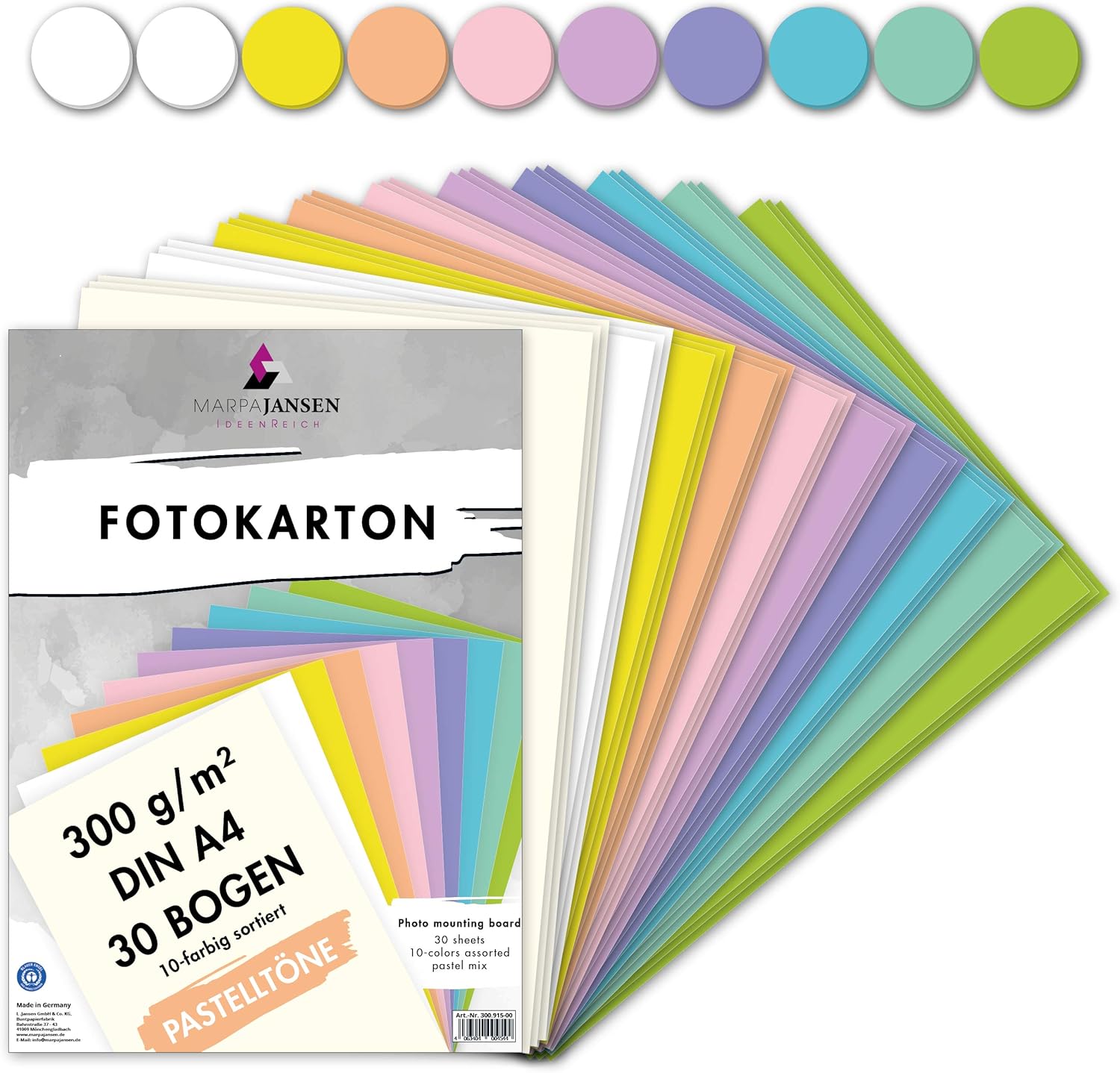 Cartoncino Fotografico MarpaJansen A4 300g/m² – 50 Fogli Bianco, Certificato Blauer Engel