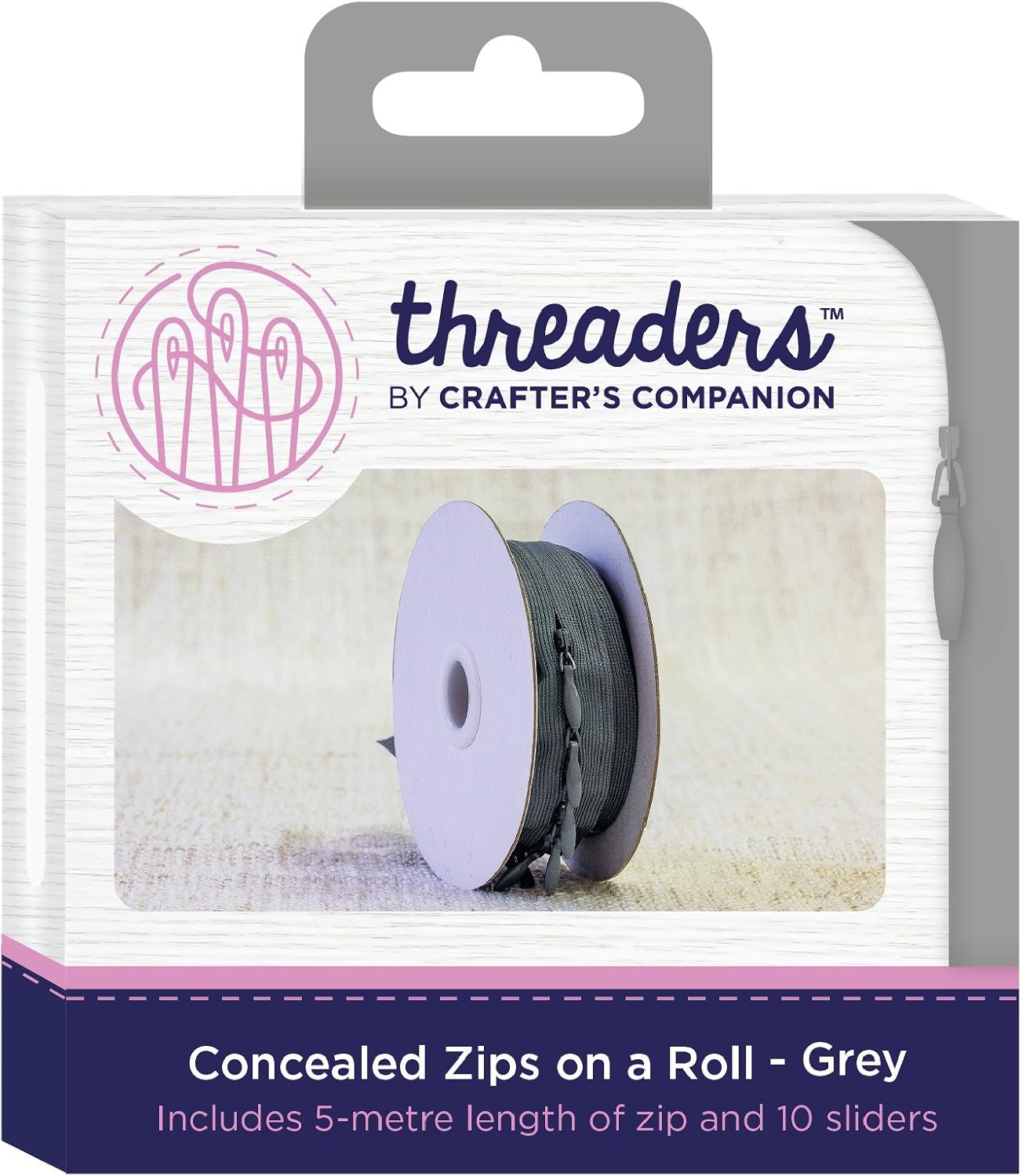 Threaders Concealed Zips on a Roll 5m Continuous Zippers