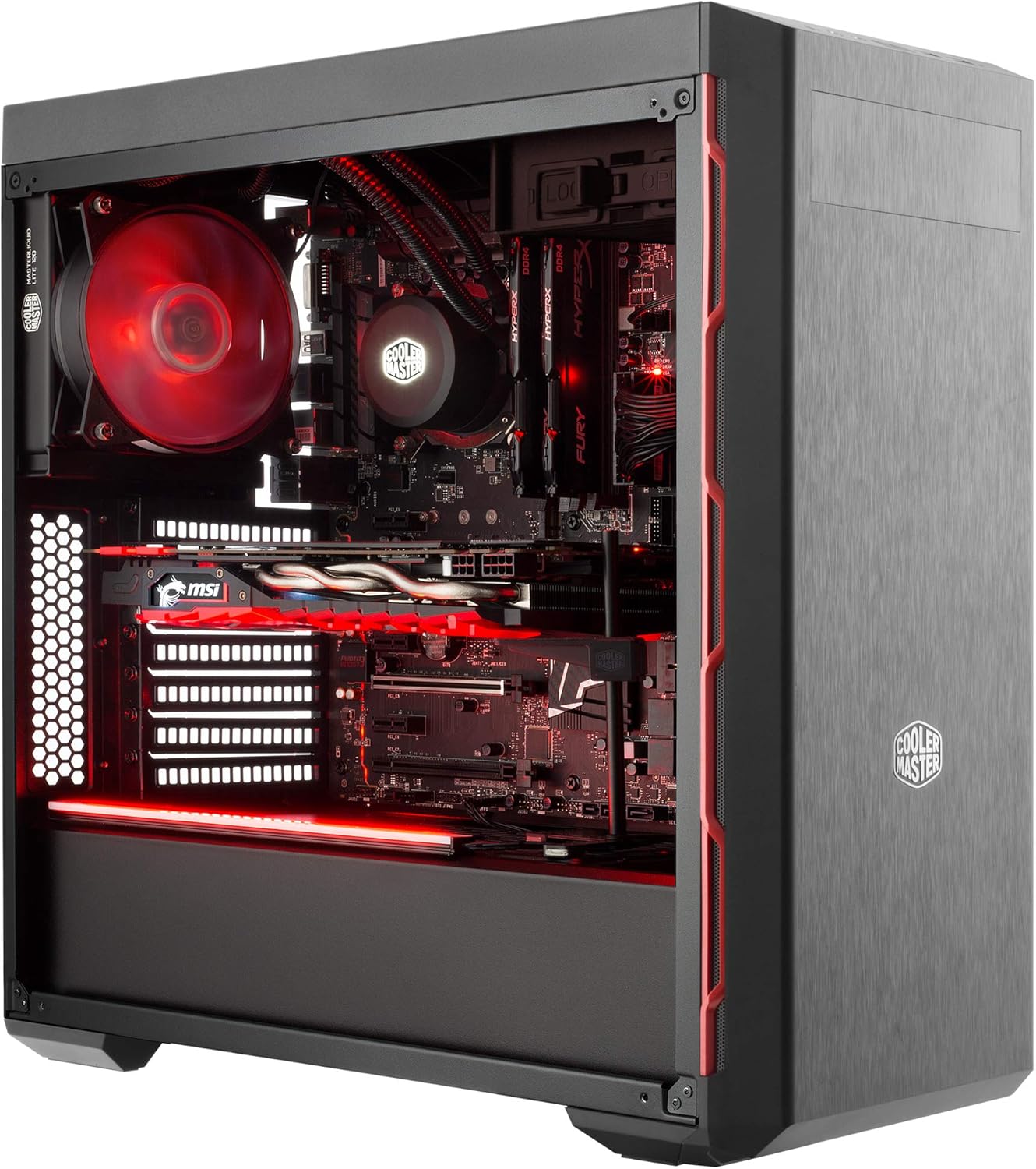 Cooler Master Masterbox Mb600l Atx Mid Tower W Sleek Brushed Design Red Side Trim Acrylic Side Panel Amazon Sg Electronics