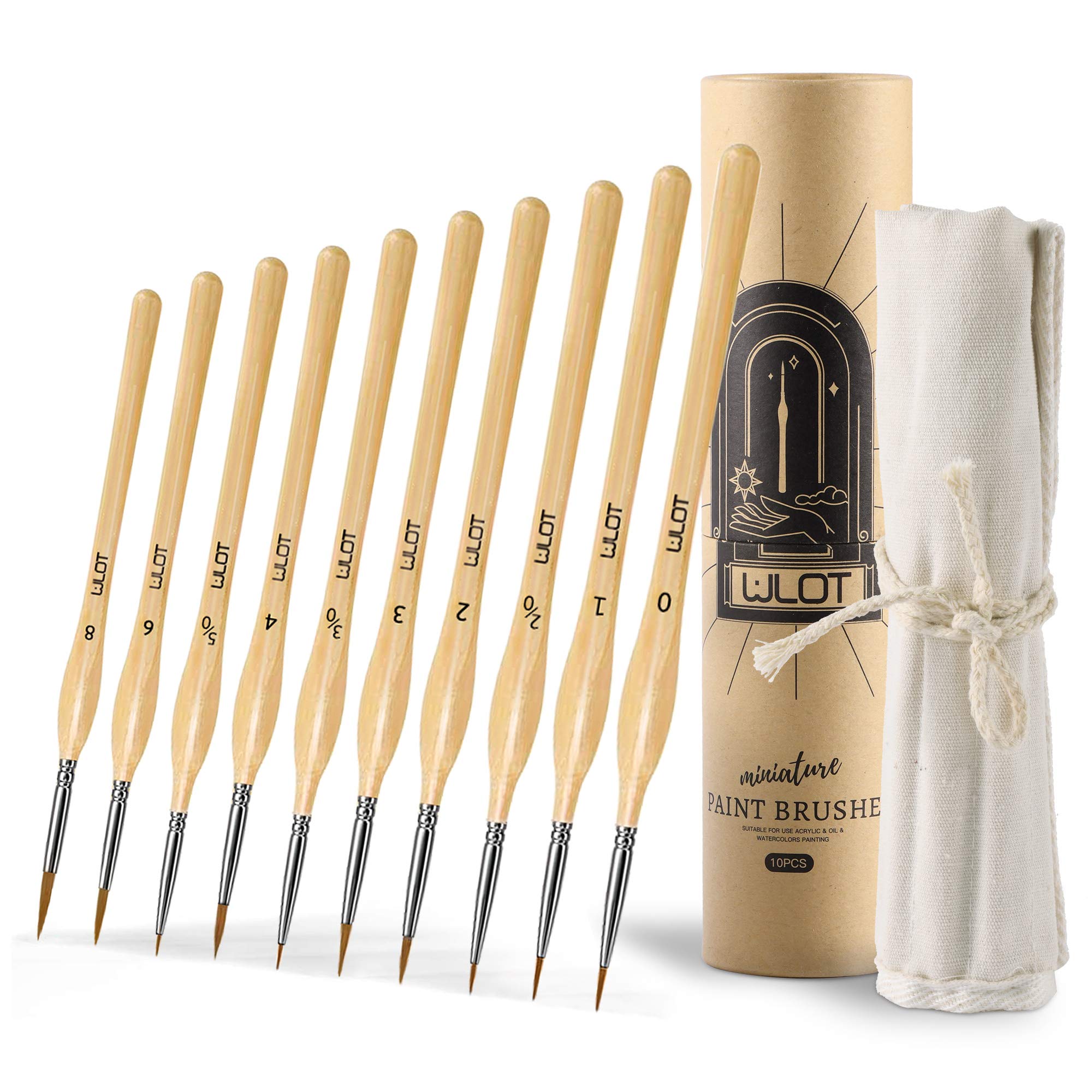 Fine Detail Brushes with Triangular Handles,10 Miniature Brush for Fine Detailing & Art Painting,Acrylic&Nail, Models,Watercolour, Miniatures,Oil, Wargaming Figures.