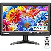 JINSWY 10.1" Security Monitor, 1024x600 HD Display, HDMI VGA BNC AV USB Ports, Small Monitor with Built-in Speakers & Remote Control, for CCTV Surveillance, DVR, PC, Raspberry Pi