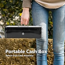 Polspag Cash Box with Lock and 2 Keys, Large Cash