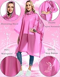 Borogo 2 Pack Rain Ponchos for Adults Reusable