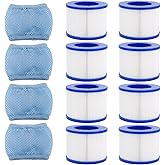 BOXOB 12pcs Hot Tub Filter Cartridges, Screw-On Type Spa Accessories with 4 Filter Bags Suitable for Relxtime Aleko Wejoy Aquaspa Hot Tubs and Other Spas