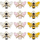 JJGQAZ 30pcs Mixed Colors Cute Bees Charms Enamel Gold Tone Honeybee Pendant for DIY Jewelry Making Necklace Bracelet Earring Jewelry Accessories