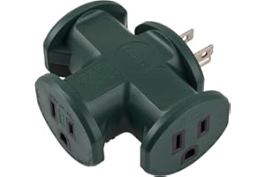 Philips 3-Outlet Extender, T-Shaped Adapter Spaced, Grounded Wall Tap, 3-Prong, Multiple Plug, Power Splitter, Cruise Essentials, Use for Home Office School Dorm Garage, Green, SPS1630G/37