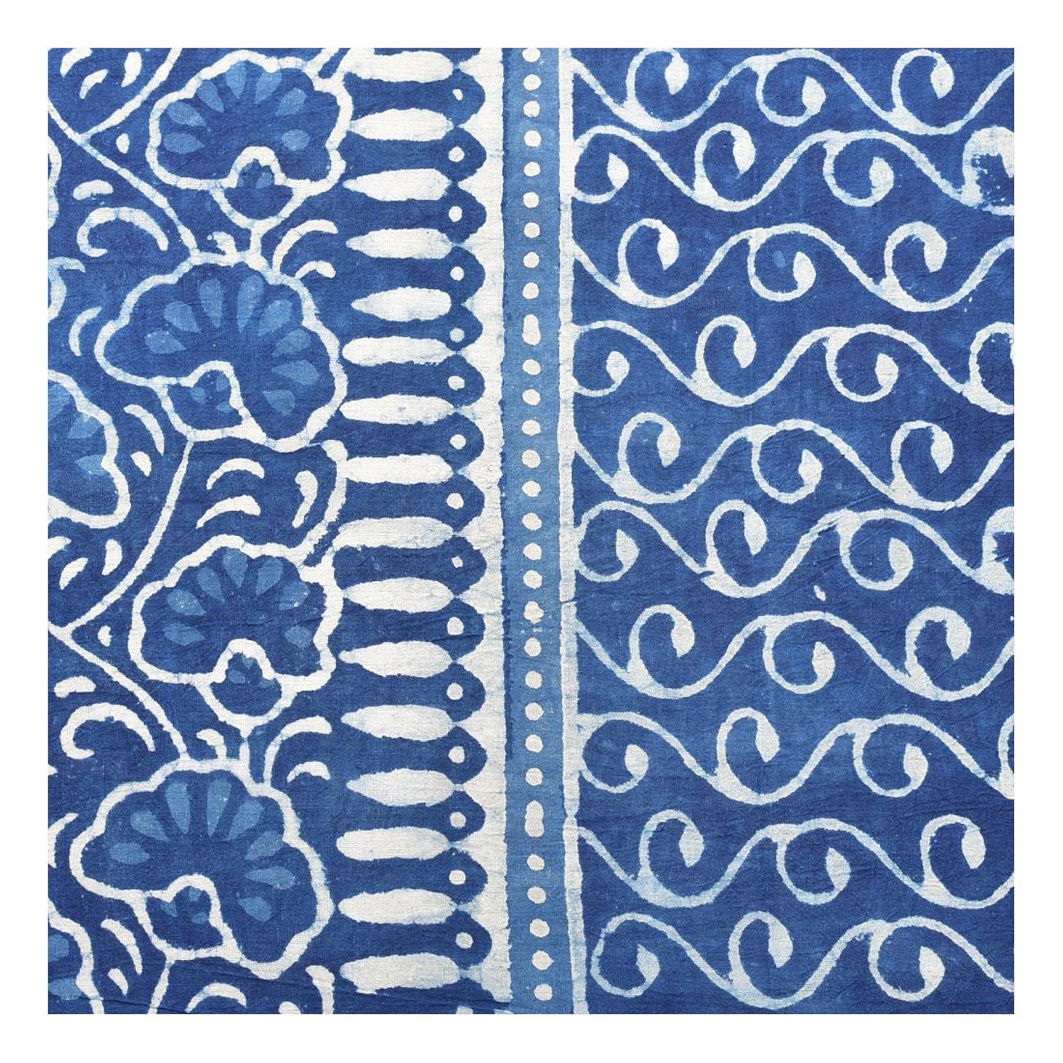 uravi pure cotton indigo hand block printed stole