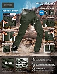 CQR Men's Active Flex Tactical Pants, Water