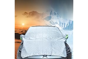 XCELLENT GLOBAL XG Large Car Windshield Cover for Ice and Snow,Sun Shade UV Protection Cover, Padded Cotton Aluminum Insulate Layer Car Frost Cover Fits Most Car 90.5inch*94.4inch*54.3inch With Extra Ice Scraper