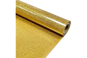 MerryMade Gold Glitter Heat Transfer Vinyl 12" x 5 ft HTV for Shirts, Glitter HTV for All Cutter Machine - Easy to Cut & Weed for Heat Vinyl Design (Gold)
