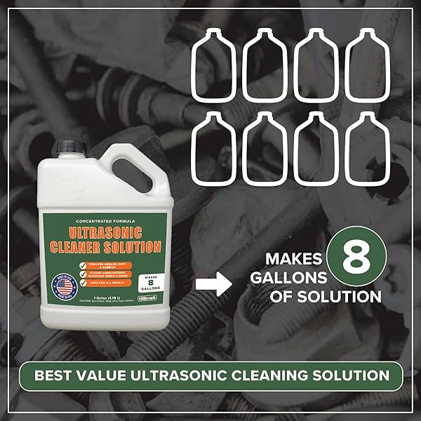 TILLBROOK ULTRASONIC CLEANER SOLUTION – MAKES 8 GALLONS CONCENTRATED ULTRASONIC CARBURETOR CLEANER – 128 OZ CLEANING SOLUTION FOR AUTOMOTIVE PARTS – SAFE FOR ALL METALS – REMOVES GREASE & DIRT