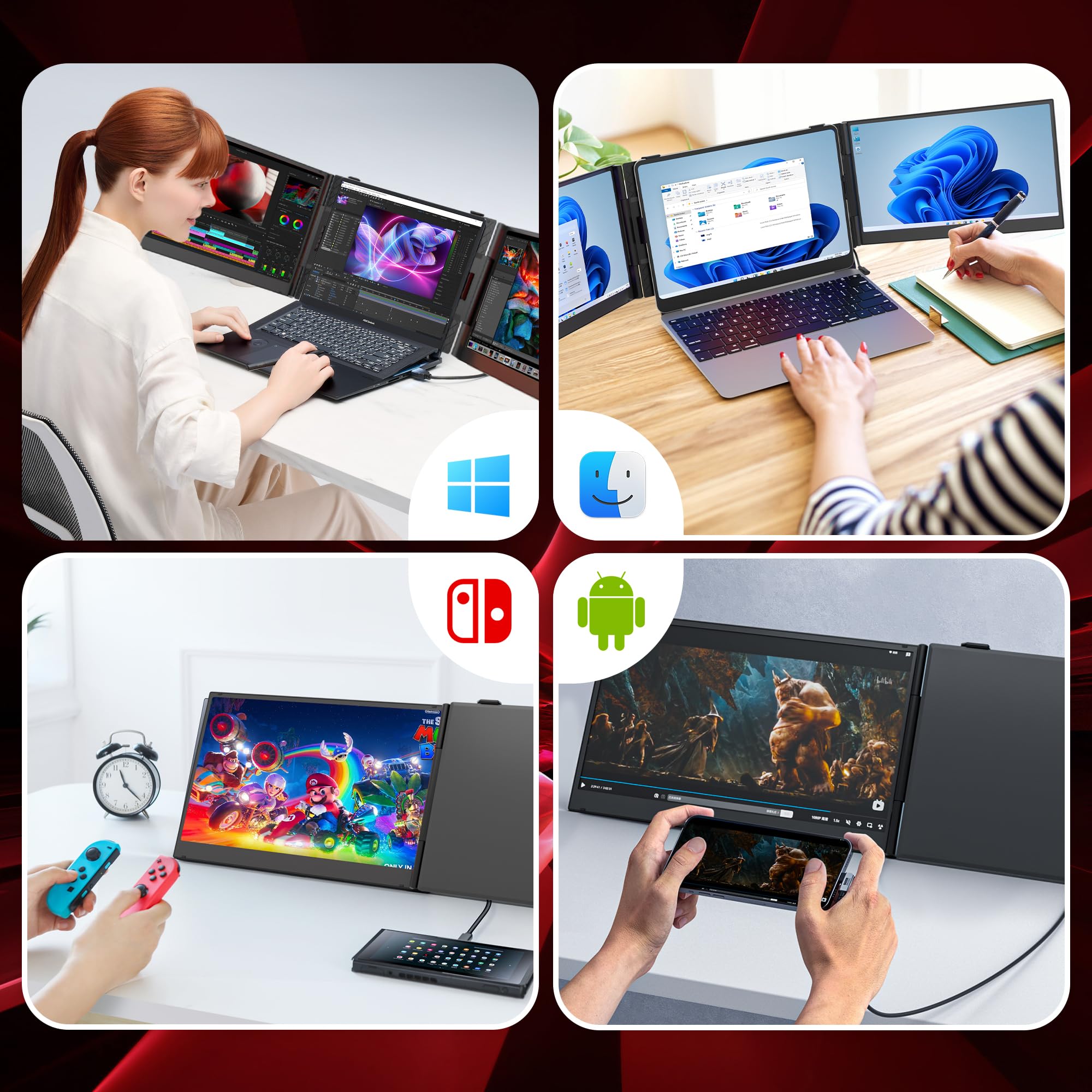 One Cable Connection Laptop Screen Extender Monitor Portable, Ultra Thin 14.2