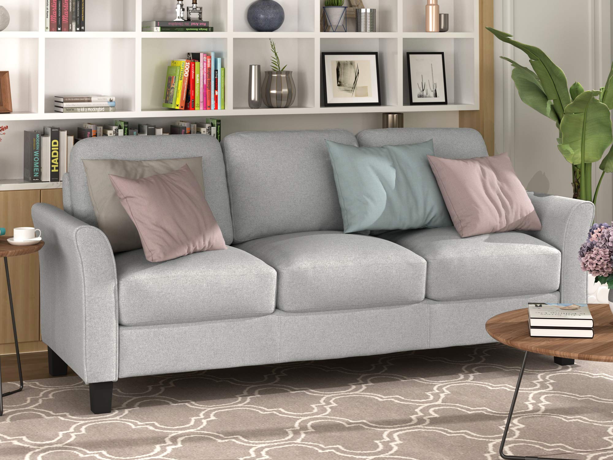Photo 1 of *PHOTO FOR REFERENCE** Living Room Linen Fabric Sofa (Light Gray)