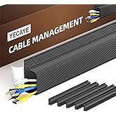YECAYE Cable Management, 6 Pack, Black | Cord Organizer;Adhesive Mount;No-Drill Under Desk Wire Management;for Home Office;Baby proofing