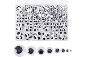 UPINS 1000 Pcs Googly Eyes, Self Adhesive Wiggle Eyes for DIY Craft Assorted Size 4 mm 6 mm 8 mm 10 mm 12 mm 14 mm 16 mm 20 m