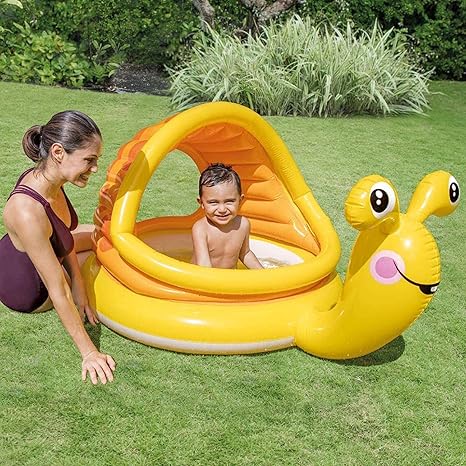 Aufblasbares Planschbecken Babypool Baby Schwimmbad Swimmbad Kleiner Pool Schnecke Mit Sonnendach Sonnenschutz Dach Mit Aufblasbarer Boden Rund Gelb Fur Balkon Garten Terrasse Spielzeug Amazon De Spielzeug
