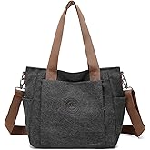 DOURR Vintage Washed Canvas Tote Bag for Women Casual Crossbody Bag Everyday Carry All Purse Shoulder Bag Travel Work