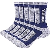 YUEDGE Men's Performance Cotton Moisture Wick Sports Hiking Workout Training Athletic Cushion Crew Socks For Men Size 6-13