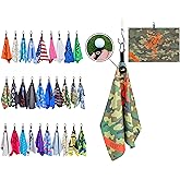 Scale Wear Design Magnetic Microfiber Waffle Golf Towel – Large 16"x24" Clean Golf Club Ball Magnet Clip to Hang on Bag Cart Strong Premium Strength Ultra Absorbent Gear Camo Men (Rippit Marine Camo)