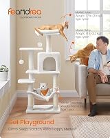 Feandrea Cat Tree Tower 112 cm Cream White Multi-Level Plush Condo with view 3