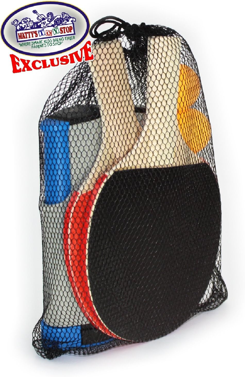 Matty's Toy Stop Deluxe Table Tennis (Ping Pong) to Go with Fully Adjustable Net, 2 Paddles, 6 Balls (3 Orange & 3 White) & Mesh Storage Bag : Sports & Outdoors