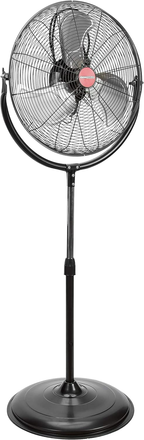 OEMTOOLS 20 Inch High-Velocity Orbital Pedestal, New Model Commercial Fan, 20", Black