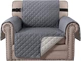 BellaHills Reversible Armchair Sofa Cover Grey Beige Quilted Water Repellent