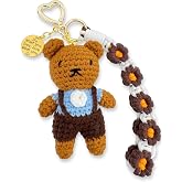 Henpon Crochet Bear, Panda and Owl Keychain with Wristlet and Quote Charm | Bear, panda and owl crochet keychains with wristlet and quote charm for bags, purses or backpacks