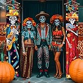 Halloween Decorations Indoor Dia De Los Muertos Porch Sign Banners Decoration Halloween Costume Mexico Day of The Dead Porch Signs Banner Outdoor Wall Door Party Decor Ornaments