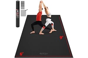 GymCope Large Yoga Mat with Carrying Straps, 10'x6'/9'x6'/8'x6'/7'x5'/6'x4' (8MM) Thick Yoga Mat, Wear-Resistant and Anti-slip Gym Mat Ideal for Home Yoga, Pilates, Fitness, Extra Thick Yoga Mats for Barefoot Use
