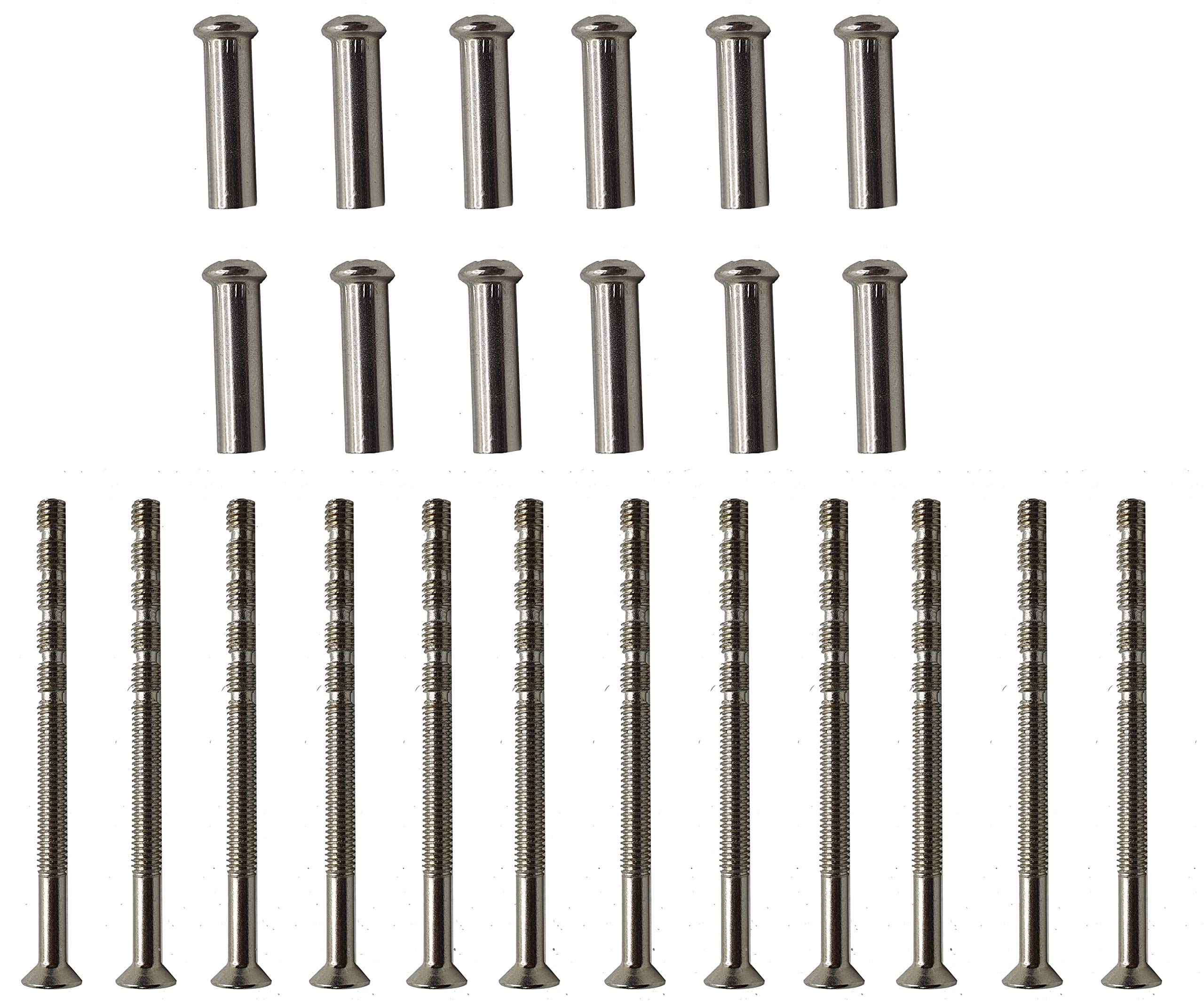 Universal Hardware 12 x M4 Snap-Off Door Handle Screws Chrome with Connecting Screw Sleeve Djustable Lenght Male to Female for Door Handle, Knobs Escutcheons and Others