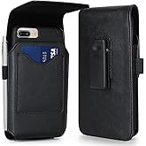 Mopaclle Phone Holster for iPhone 15 Plus,15 Pro Max, 14 Pro Max,13 Pro Max, 12 Pro Max, 11 Pro Max,Xs Max Belt Case Leather 360 Swivel Belt Clip Phone Holder Pouch Card Case (Fits Phone w/Thin Case)