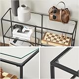 VASAGLE Console Table with 3 Shelves Tempered Glass 100 x 30 x 73 cm view 3