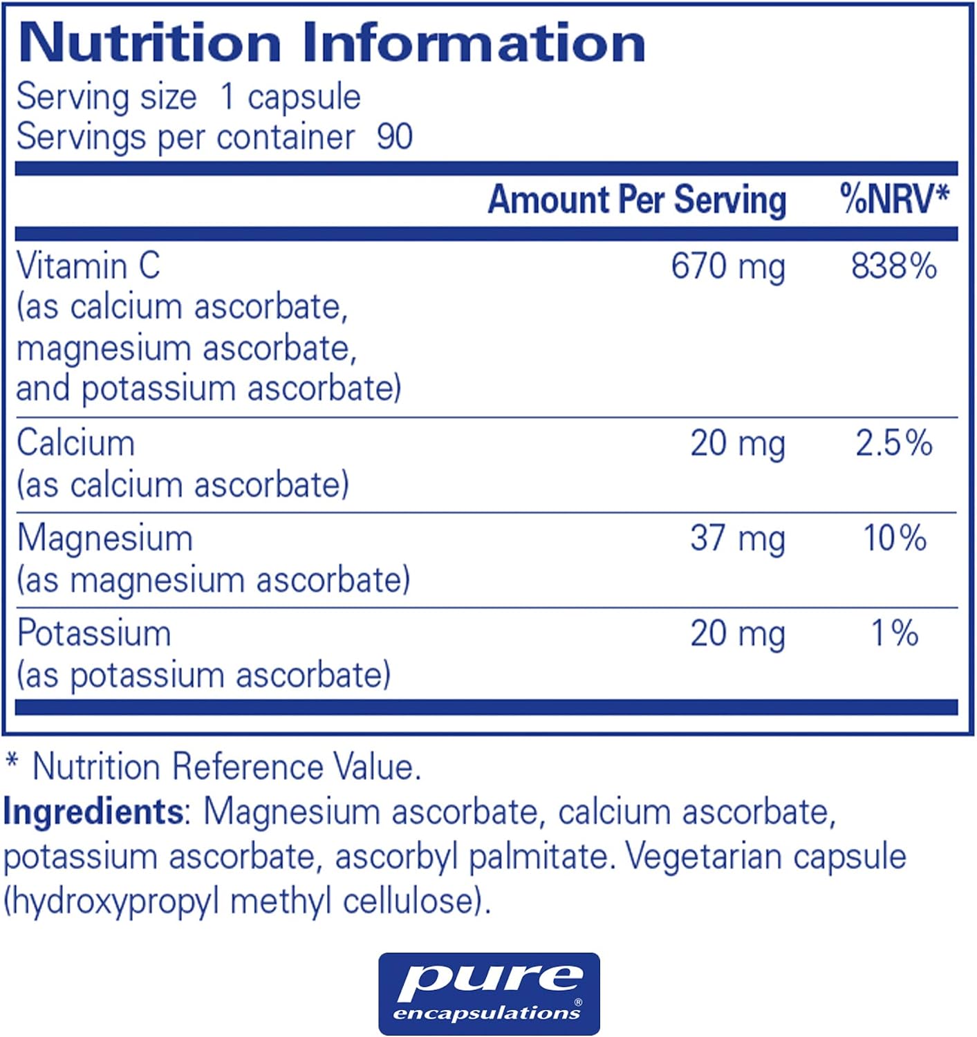 Pure Encapsulations Buffered Ascorbic Acid, Gentle Vitamin C 670mg, with Calcium Ascorbate - Image 3