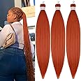 Gozill Ginger Orange Braiding Hair Pre Stretched Kanekalon Braiding Hair Extension 26 Inch Colored Synthetic Fake Hair for Br