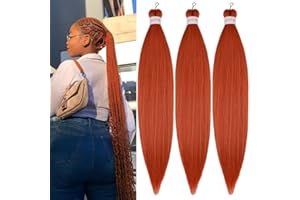 Gozill Ginger Orange Braiding Hair Pre Stretched Kanekalon Braiding Hair Extension 26 Inch Colored Synthetic Fake Hair for Braiding
