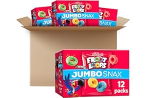 Froot Loops Jumbo Snax Cereal Snacks, Kids Snacks, Fruit Flavored, Original (4 Boxes, 48 Pouches)