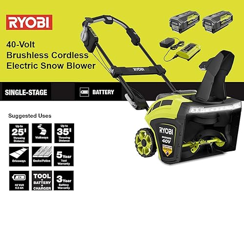RYOBI RY40860 21 40-Volt Brushless Cordless Electric Snow